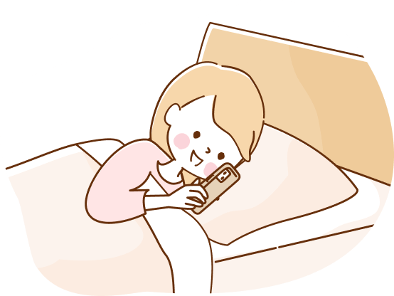 LINEで通知を受け取る女性のイラスト