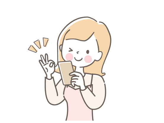 スマホで簡易見積もりをする女性のイラスト